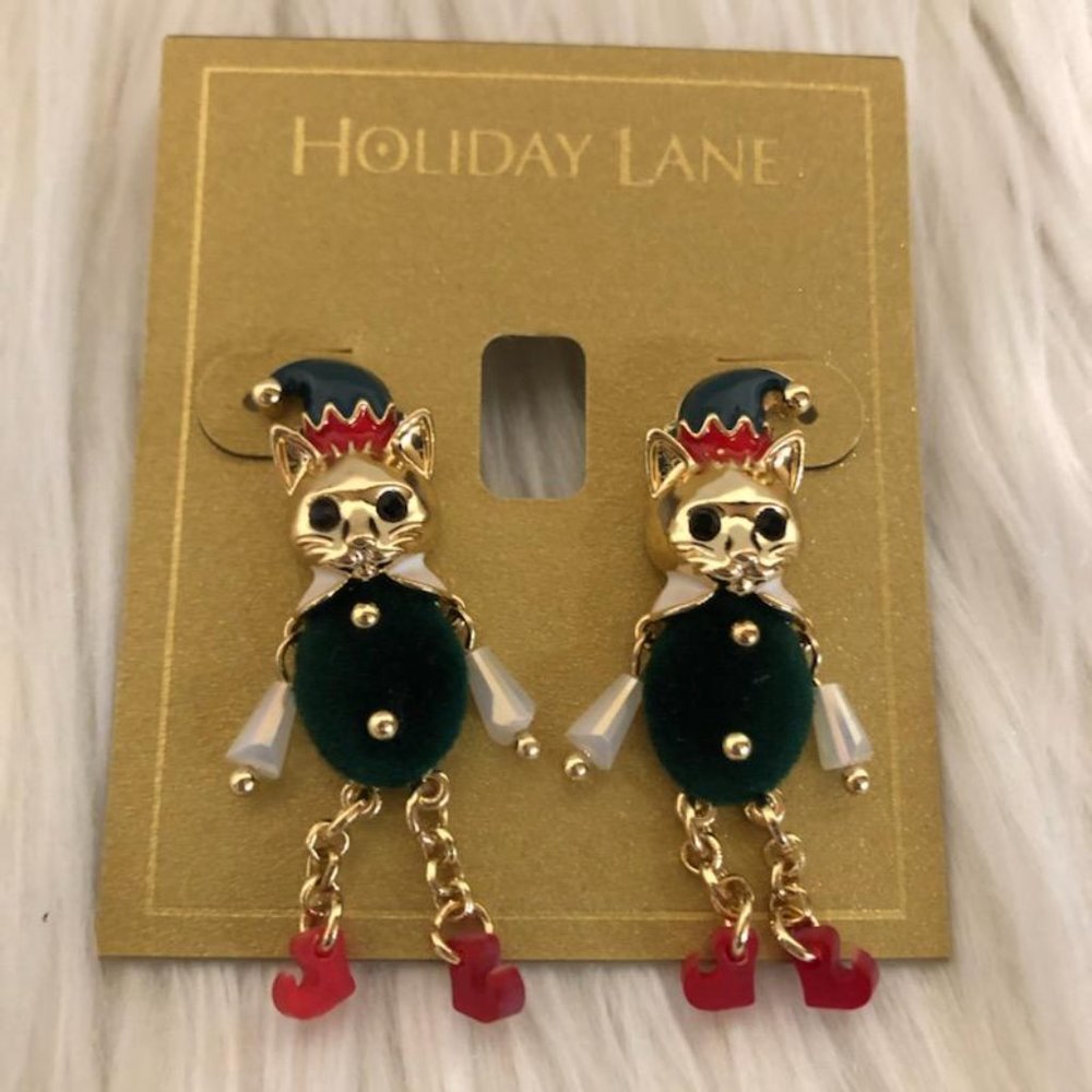 INC Elf Cat Drop Earrings